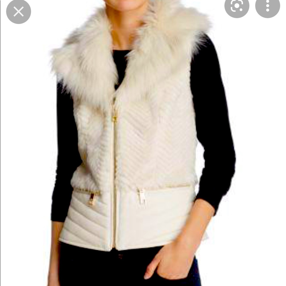 White furry guess vest from von maur